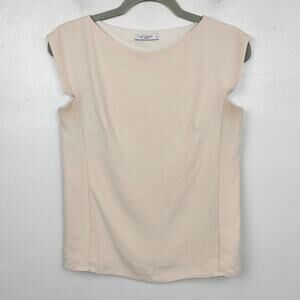 MM Lafleur Cap Sleeve Crepe Top Womens XS Cream Lined Side Zip‎ Minimalist
